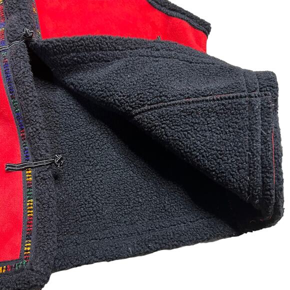Wooly Bully Faux Suede Red Sherpa Vest Size Medium - Picture 9 of 10
